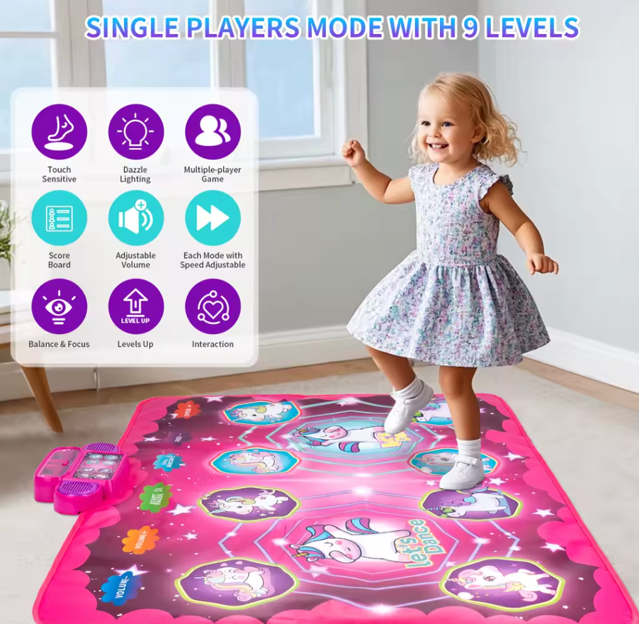 Elektronisk Dansmatta för Barn – Med Bluetooth & 9 Nivåer av Kul! 🎶