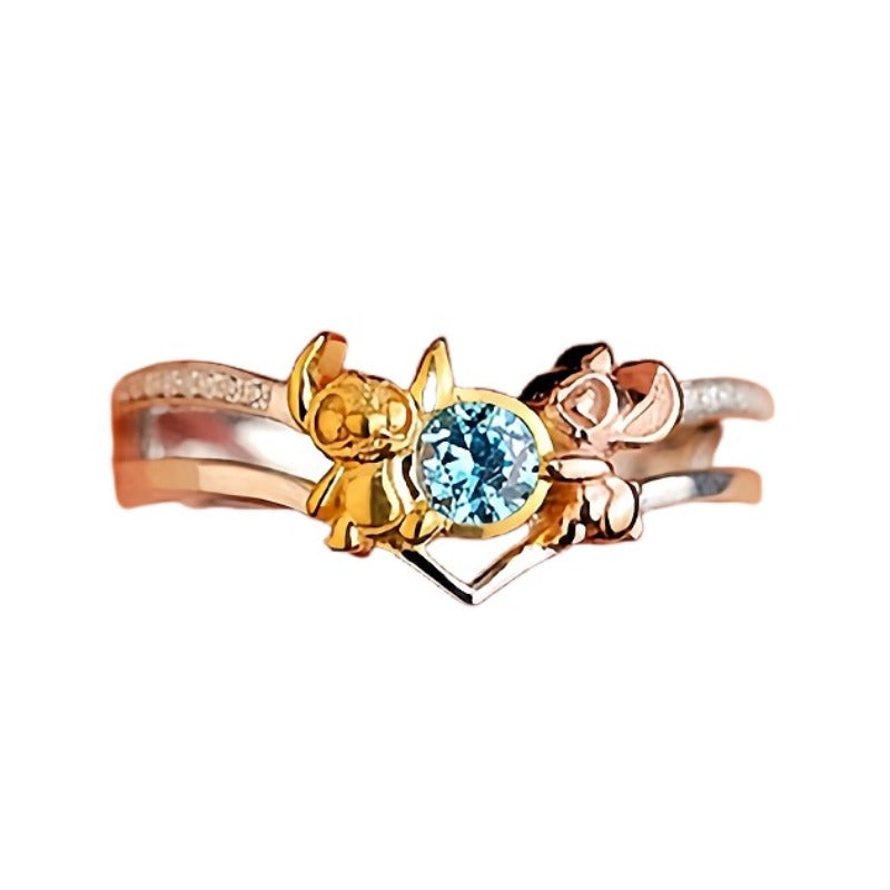 Stitch & Angel Love Ring