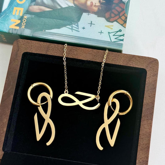 JK Golden Earrings & Necklace