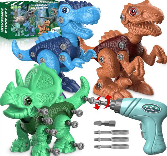 Laradola 3-i-1 Dinosaurieleksak med Elborr & Förvaringslåda