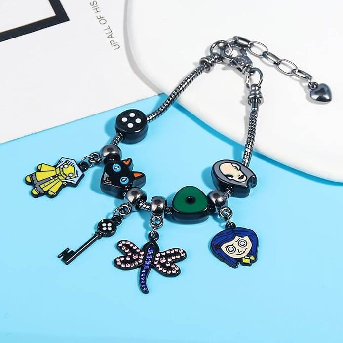 Coraline-Inspired Charm Bracelet & Necklace Set