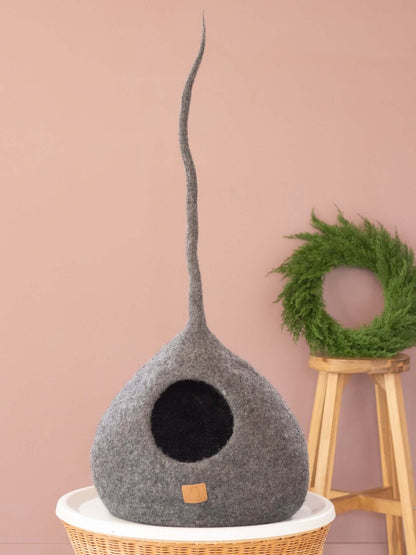 Deluxe Handcrafted Cat Cave with Tail