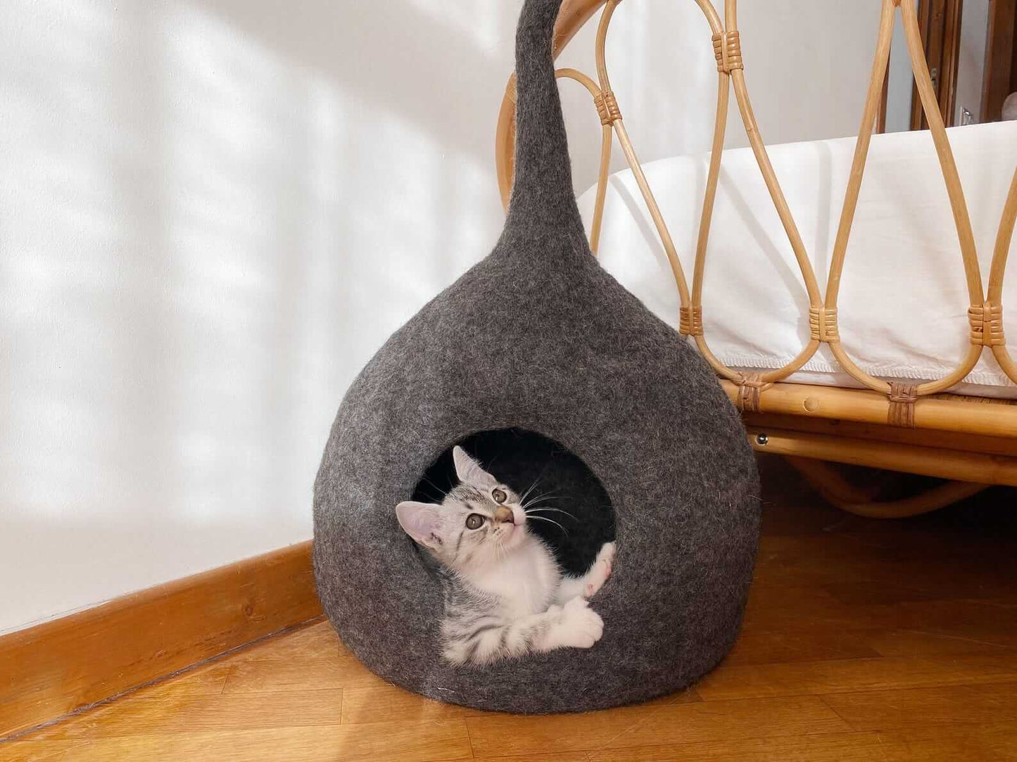 Deluxe Handcrafted Cat Cave with Tail