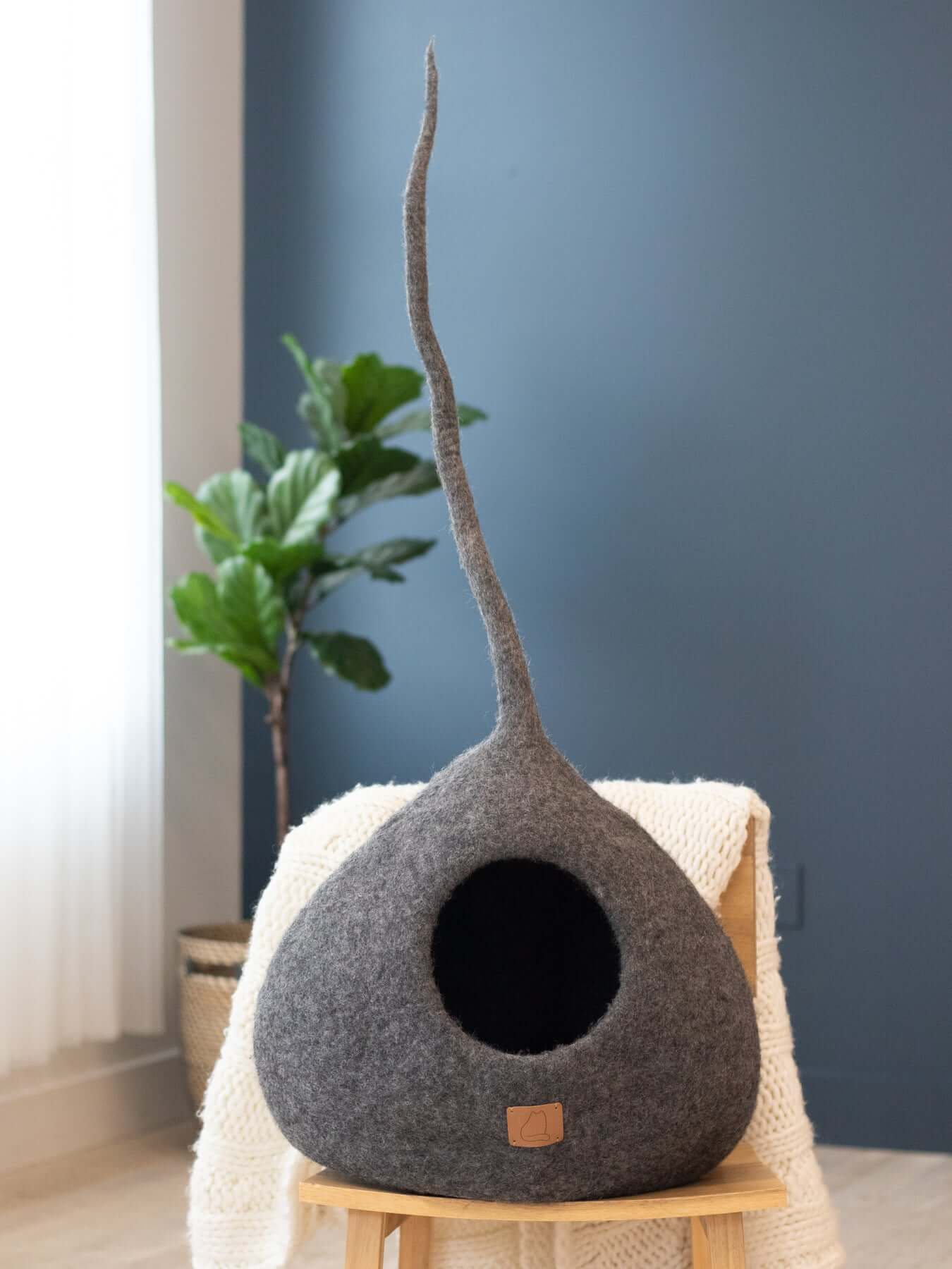 Deluxe Handcrafted Cat Cave with Tail