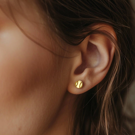 Gold Baseball Earrings