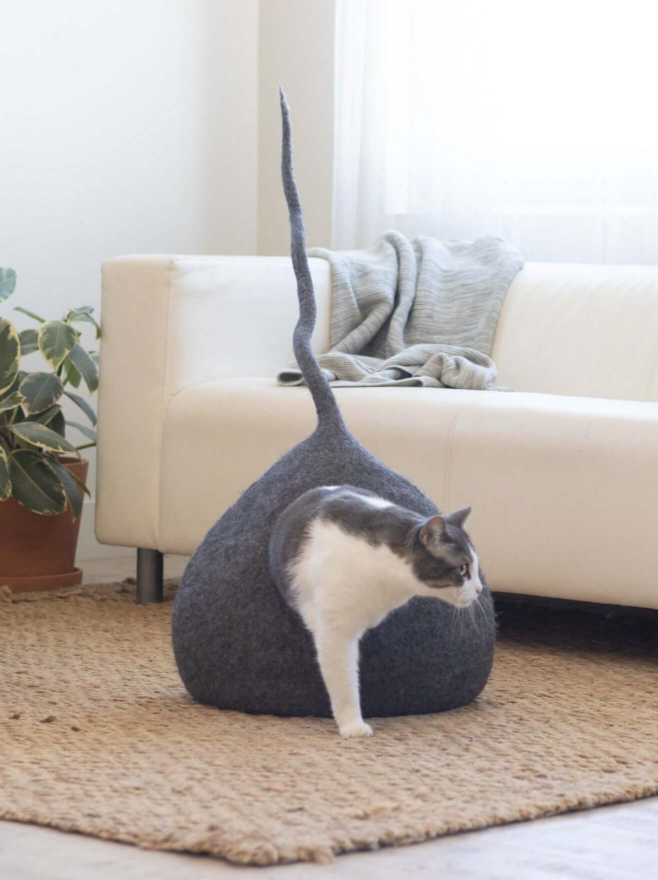 Deluxe Handcrafted Cat Cave with Tail