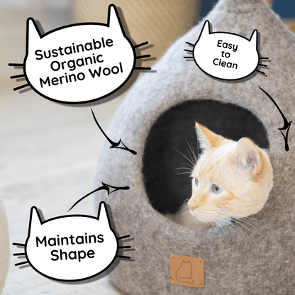 Deluxe Handcrafted Cat Cave with Tail