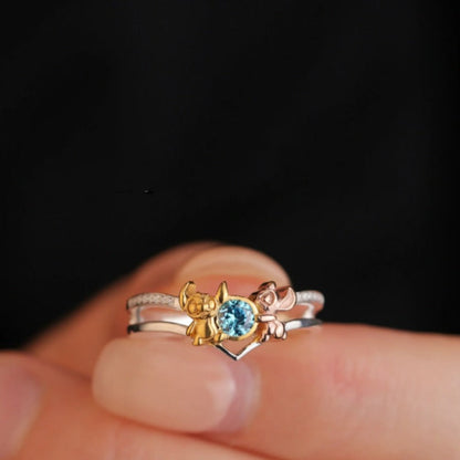Stitch & Angel Love Ring