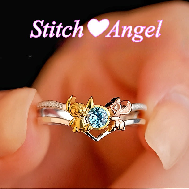 Stitch & Angel Love Ring