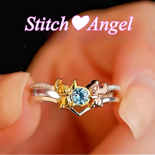 Stitch & Angel Love Ring